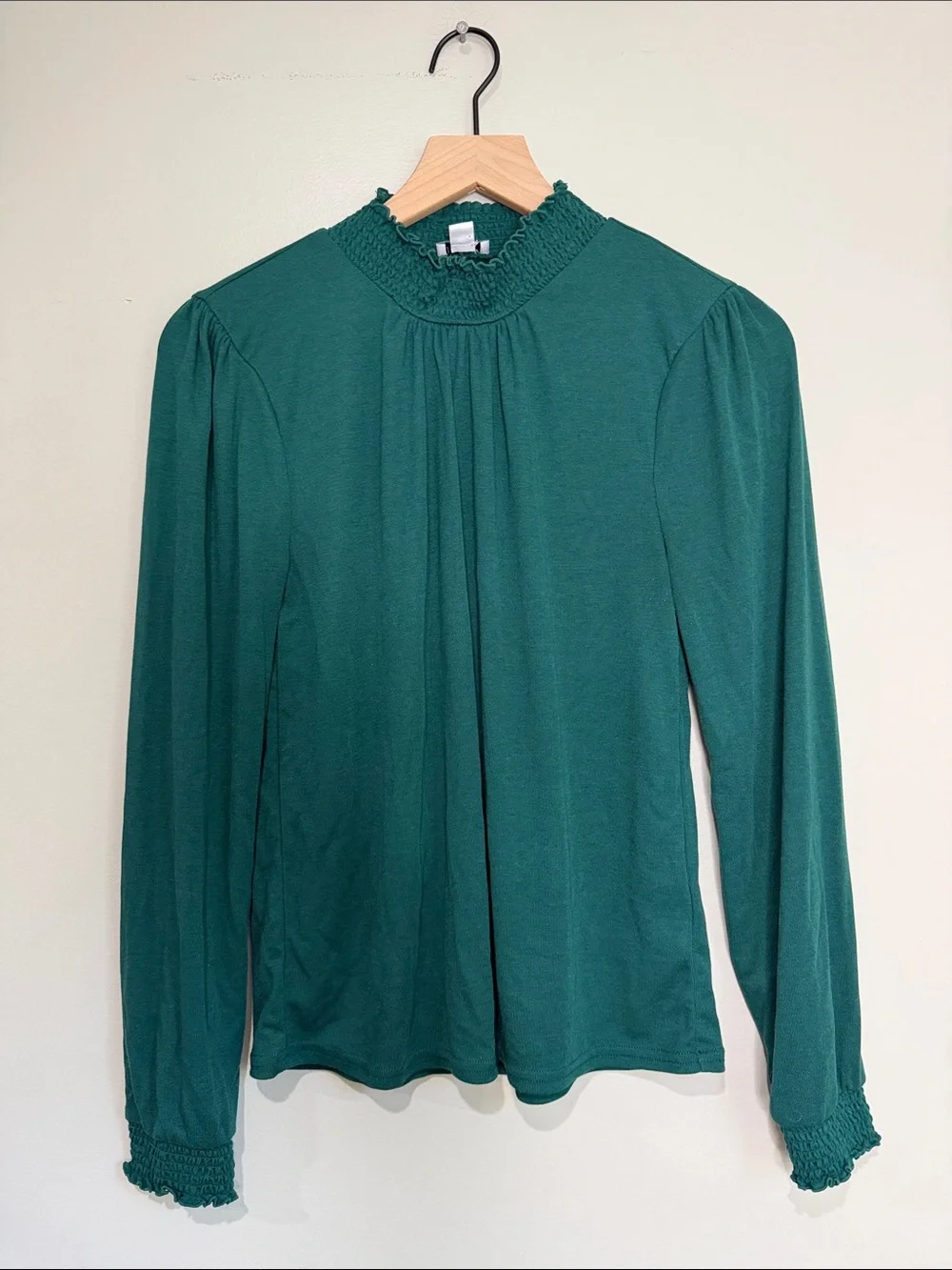 J. Crew Women's Mock Neck Long Sleeve Top in Green Small